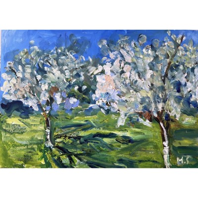 Spring Ukrainian Orchard — Original Oil Painting